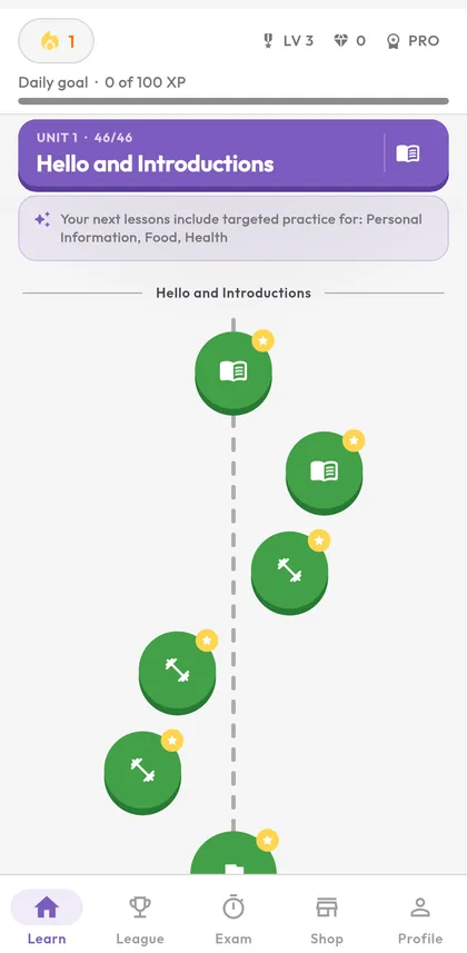 Whatever the mock exam finds weak, the course turns into targeted review and places inside your next lessons — automatically.